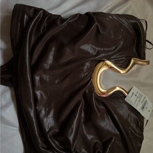 Windsor Shiny Brown Top with Gold Accent